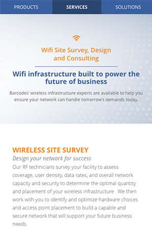 Marketing copy for Barcodes Inc’s new Wifi Infrastructure web page.